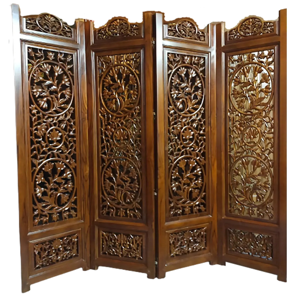 Antique Wooden Carved Room Divider Folding Partition JPL-1001